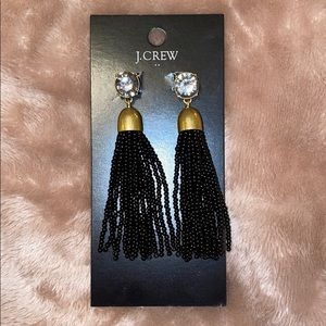 J Crew Black Beaded Chandelier Earrings
